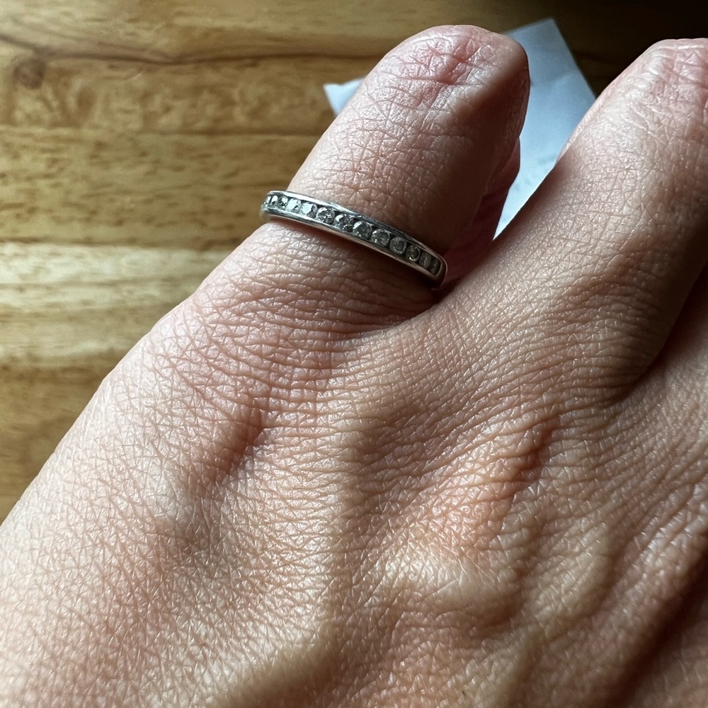 Tiffany Platinum Channel around Diamond band ring size 5